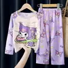 Pijama Infantil Primavera y Otoño Conjunto de Manga Larga Niños y Niñas Estampado de Dibujos Animados Lindo Ropa de Casa Casual Venta al por Mayor