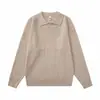 Suéter de Punto con Cuello para Hombre Otoño Invierno Nuevo Estilo Textura de Canalé 3D Holgado Manga Larga Casual Versátil Pulóver de Moda