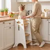 Mesa y Silla de Madera Maciza Transfronteriza Montessori para Destete Muebles Infantiles Taburete Escalón para Niños Pequeños Taburete Infantil Torre de Aprendizaje