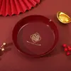 Prato de frutas Prato de frutas secas de doces de casamento Sala de estar vermelha Mesa de centro em casa Prato de frutas torrada redonda Bandeja de plástico para chá