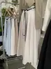 Saia Midi Lisa A-Line de Cintura Alta Semi-Elástica Omalai Estilo Simples Estilo Coreano com Cinto e Lenço 6654