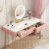 Penteadeira para quarto, pequena mesa de maquiagem moderna minimalista com armário de armazenamento integrado, adequada para espaços pequenos