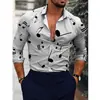 Camisas Nuevas para Hombre de Venta Caliente de Exportación Europea y Americana Transfronteriza, Tops de Manga Larga con Cuello de Moda Estampado Digital 3D Fresco