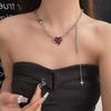 Collar de Cadena con Borla de Amor Rojo Estilo Europeo y Americano Diseño Nicho Personalidad Hip-hop Accesorios de Joyería para Cadena de Suéter