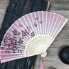 Abanico de Bambú Plegable de Color Cálido Rosa Estilo Chino Tradicional para Mujer, Abanico de Bambú Plegable para Danza, Abanico de Danza Rojo Estilo Chino, Abanico Plegable Hecho de Bambú y Madera