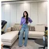 Jeans de Perna Reta Feminino Estilo Outono 2026 Novo Popular Petite Cintura Alta Emagrecimento Corpo Pera Versão Estreita Calça de Perna Larga