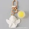 Chaveiro Pingente Ins Tendência Anjo de Asas Brancas Bola Colorida de Gelatina Acessório Personalizado para Bolsa e Capa de Fone de Ouvido