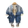 Ropa Infantil Traje de Mezclilla de Manga Larga para Niños 2025 Otoño Nuevo Traje Casual de Mezclilla de Tres Piezas Ropa Fresca y Moderna para Niños
