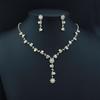Brincos e Colar de Strass AB Estilo Coreano Simples para Comércio Exterior Transfronteiriço Joias Elegantes de Luxo Leve para Mulheres Conjunto Vestido Versátil para Tudo
