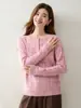 Versátil Estilo Simples Outono Novo Gola Redonda Feminino Suéter Trançado Quente Camada Base Suéter de Cashmere