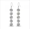Aretes Largos Cobre Plateado Joyería Aretes de Zirconia Aretes de 5 Diamantes para Mujer Estrella Estilo Coreano Mismo Estilo