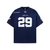No estilo americano No. Camiseta de manga corta bordada con 29 parches para hombre, verano, corte holgado, marca deportiva moderna, top de cuello redondo y manga corta