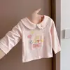 Conjunto de outono com mangas compridas para meninas 2026 novo estiloso top de princesa para bebê camiseta básica infantil primavera e outono