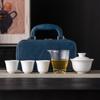 Juego de té de viaje una tetera de tres tazas de porcelana blanca kung fu tazón para invitados rápidos actividades de empresa hotel banco regalo de acompañamiento