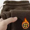 Comércio exterior estilo outono e inverno forrado com fleece espesso quente veludo cotelê moda casual esportivo versátil calça casual de perna reta para homens