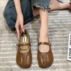Sapatos Mary Jane Retrô Franceses para Mulheres 2026 Novos Sapatos Rasos Versáteis de Verão com Saias Solado Macio Mocassins Confortáveis