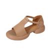 Pisar Excremento Sensación de Cuero Suave Suela Suave Sandalias Casuales Retro de Punta Abierta para Mujer Verano Tacón Medio Suela Gruesa Boca de Pez Romanas Cómodas