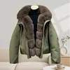 Parka con Cuello Grande de Piel Chaqueta de Algodón Mujer 2026 Nuevo Llegado Invierno Algodón Plus Engrosado Cálido Holgado Abrigo de Algodón Ropa de Abrigo