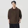 Suéter de Tricô Gola Polo Masculino Anyang, Mistura de Lã, Caimento Solto, Top de Tricô Estilo Old Money, Transfronteiriço