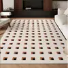 Alfombra de sala de estar estilo vintage, color Maillard, resistente a manchas, resistente a rayones, pelo de bucle, lujo ligero, gama alta, área grande, cobertura completa, alfombra de mesita de noche