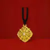 Colgante Ruyi de Punto de Diamante Dorado Arena Antigua Resistente al Fuego Nuevo Estilo Chino Fu Lu Regalo para Mujer