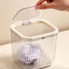 Caixa de armazenamento de mesa, multiuso, transparente com tampa, lixeira de mesa, caixa de armazenamento para elásticos de cabelo e acessórios de cabelo para meninas
