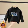 Camada Base Térmica Infantil Estilo Outono/Inverno para Crianças Pequenas e Médias Gola Alta Top Interno Felpudo Manga Longa Versátil Camiseta