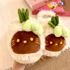 Pantuflas de peluche lindas de dibujos animados inspiradas en la dopamina para mujer, nueva colección otoño/invierno 2026, forradas de felpa para abrigar, medias pantuflas peludas para interior