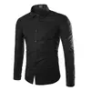 Espacio Nueva Camisa de Manga Larga Color Caramelo para Hombre Color Sólido Simple Casual Corte Ajustado Cuello de Solapa Manga Larga Camisa Top para Hombre