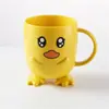 Pato Amarillo Tazón Taza Cuchara Tenedor Juego de 5 Piezas Vajilla Infantil Lindo Dibujo Animado Plato de Cena Plato para Almuerzo de Guardería
