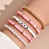 Pulsera transfronteriza de estilo nacional europeo y americano, pulsera de temperamento con personalidad de arcilla polimérica suave y colorida, pulsera de perlas, juego de 5 piezas de amor, adornos de mano al por mayor