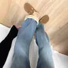 Jeans para Mujer Otoño e Invierno Forrados de Polar Engrosados Tallas Grandes Chica Gordita Cintura Alta Sueltos Estrechos Adelgazantes Forma de Pera Pantalones de Pierna Ancha