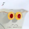 Brincos de Luxo Estilo Hong Kong para Mulheres com Forte Retenção de Cor, Banhados a Ouro com Padrão de Diamante, Zircônia Estrelada e Tarraxas em Formato de Ovo de Pombo