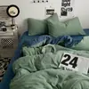 Juego de Ropa de Cama de Cuatro Piezas Grado Madre y Bebé Nueva Sábana de Algodón Puro Funda Nórdica Funda de Almohada Juego de Tres Piezas para Dormitorio de Estudiante 4