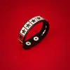 Pulsera de cuero de PU con estrella hueca de una sola fila estilo punk retro europeo y americano, pulsera de cuero PU, pulsera, joyería con título