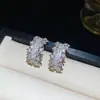 Brincos de Botão Flor de Zircônia Estilo Minimalista Agulha de Prata Coreano Ins Elegante Versátil Leve Luxo Brincos de Alta Qualidade
