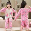 Pijama novo para meninas 2024 infantil primavera e outono conjunto de manga longa para bebês crianças grandes outono roupa de casa