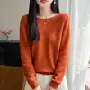 26 Nuevo Suéter de Punto para Mujer de Otoño, Cuello Redondo, Camisa Base de Punto Trenzado Holgada para Mujer