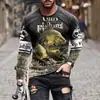 Moda de pesca para hombre, manga larga, otoño, impresión digital 3D, nueva calle, holgada, casual, transfronteriza, comercio exterior, producto popular