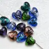 Estampado de Leopardo Arena Dorada Corazón de Melocotón Floral Retro Corazón con Forma de Corazón Agujero Recto Cuentas Vidrio Soplado a Mano Pulsera DIY Colgante Accesorios Venta al por Mayor