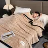 Manta de pelo de conejo, adecuada para todas las estaciones, manta para siesta en la oficina, cubierta para sofá, forro polar de coral, manta pequeña para aire acondicionado, manta para estudiantes