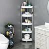 Estante de almacenamiento para baño, inodoro, estante de almacenamiento sin perforaciones, estante de almacenamiento triangular para piso de baño