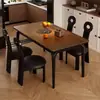 Juego de mesa cuadrada de madera maciza de nogal negro norteamericano para casas pequeñas, mesa y sillas de comedor estilo vintage