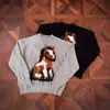 Diseño Jacquard de Ponis Suave y Ceroso Mohair Tejido de Punto para Hombre Invierno Estilo Americano Perezoso Alto Grado Holgado Cuello Redondo Tejido de Punto