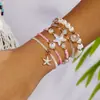 Set de pulseras bohemias para vacaciones, colgante de estrella de mar y concha de verano, joyería hecha a mano con cuentas multicapa