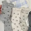Calcetines de Malla Hueca Finos de Verano con Puño Alto Ins Tendencia Dulce Estilo Ballet Dobladillo Lazo Transpirables Medias para Mujer