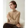 Suéter 100% Caxemira Pura Feminino Gola Alta Média Grosso Moda Suéter Básico Outono e Inverno Novo Estilo Fio Mesclado Tricô Estilo Estrangeiro