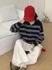 Cárdigan de Punto con Capucha a Rayas Retro Color-Block para Mujer, Nuevo Estilo Casual Versátil Holgado para Otoño/Invierno 2026