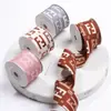 Fita com estampa de letra F dupla DIY acessórios de cabelo laço roupa sapatos chapéu presente cinto decorativo floral