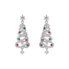 Aretes de Árbol de Navidad de Zirconia Colorida de Diamante Completo, de Alta Gama, Exquisitos, a la Moda, Personalizados, Aretes Dulces y Versátiles, Aretes de Navidad